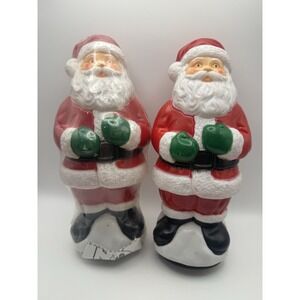2‎ Vtg Empire Christmas Santa Claus Blow Mold Pathway Light Toppers 1995